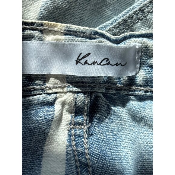 KanCan Button Fly Wide Leg Jeans Juniors Size 11 Striped Light Blue White Cotton - Picture 7 of 8